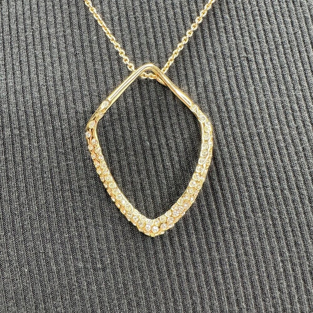 Alexis Bittar Miss Havisham Pave Kite Orbit Pendant Necklace Gold Tone - Picture 2 of 10